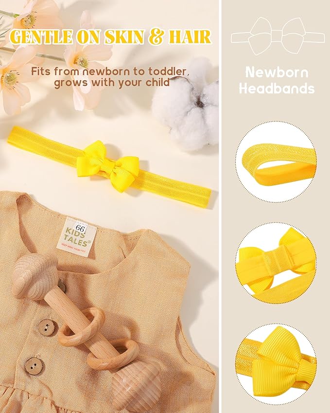 jollybows 40pcs Baby Girls Bows Headbands EXTREMELY MINI Elastic Hairband Ribbon Bow Hair Accessories for Kids Toddlers Infants Newborn