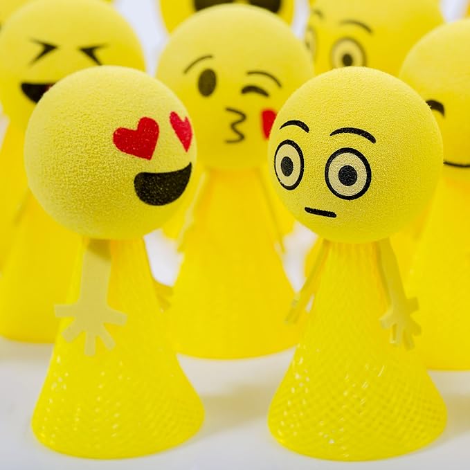 PROLOSO Jumping Popper Spring Launchers Bouncy Toy Balls 24 Pcs(Yellow Poppers)