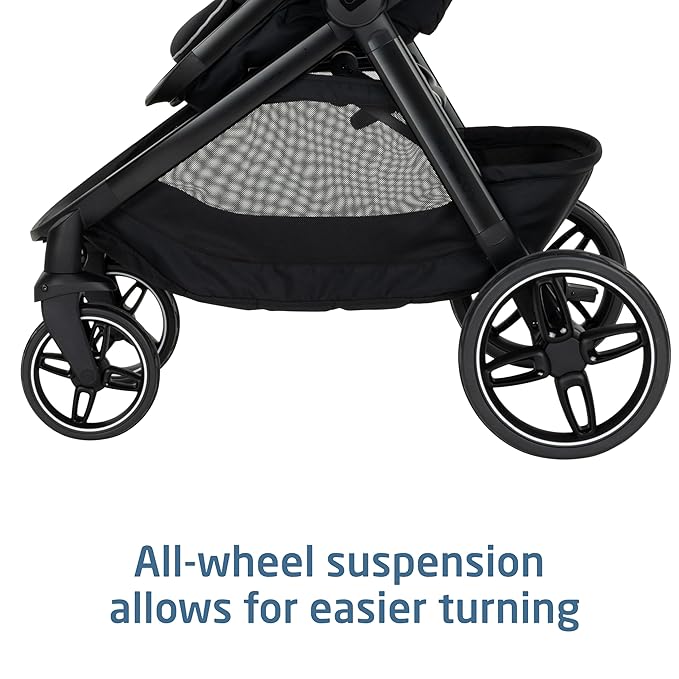 Maxi-Cosi Zelia Pro 5-in-1 Travel System with Mico Pro Infant Car Seat, Baby Stroller Combo, Reversible Seat, Large Wheels, Adjustable Handle, Newborn to Toddler, Lightweight, Caspian Caviar