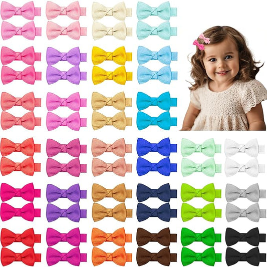 Hair Bows and 1.8" Alligator Clips Set: 60PCS Fully Lined Hair Accessories for Girls, Toddlers, and Teens (30 Colors in Pairs)