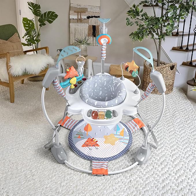 Baby Activity Center, Baby Jumper Activity Center with Music, Interactive Toys, 360° Rotating Seat, 3 Adjustable Heights, Infant Activity Jumper for 6+ Months (Gray Forest)