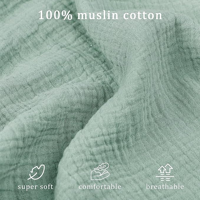 Hooyax Muslin Baby Lounger Cover 2 Pack, Organic Removable Lounger Slipcover for Newborn, Baby Padded Lounger Infant Floor Seat Covers for Boys Girls (Light Green & Leaf)