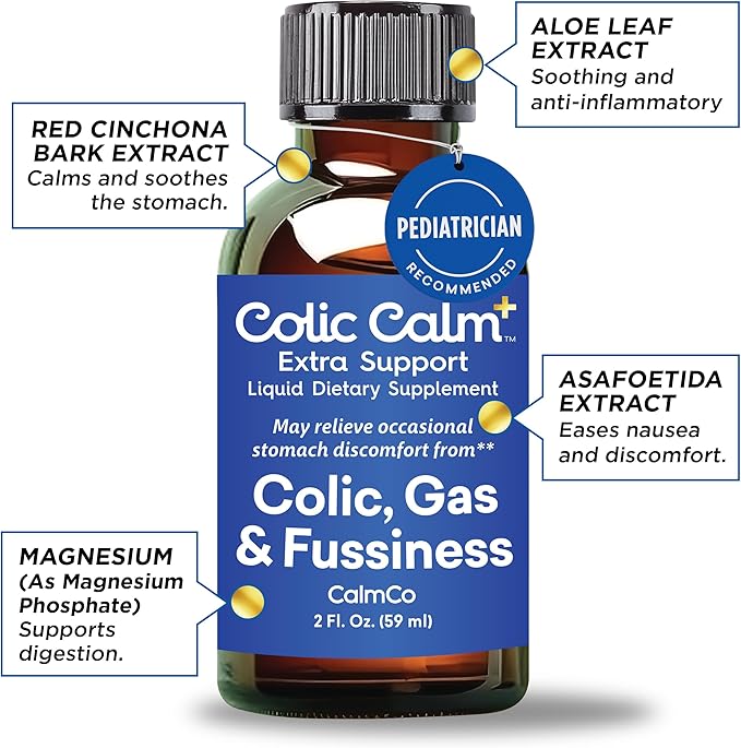 Colic Calm Plus - Gripe Water with Extra Support, Infant Gas Drops for Newborns, Colic & Upset Stomach Relief, Safe & Gentle, Baby Essentials for Digestive Health, 2 fl oz (Pack of 1)