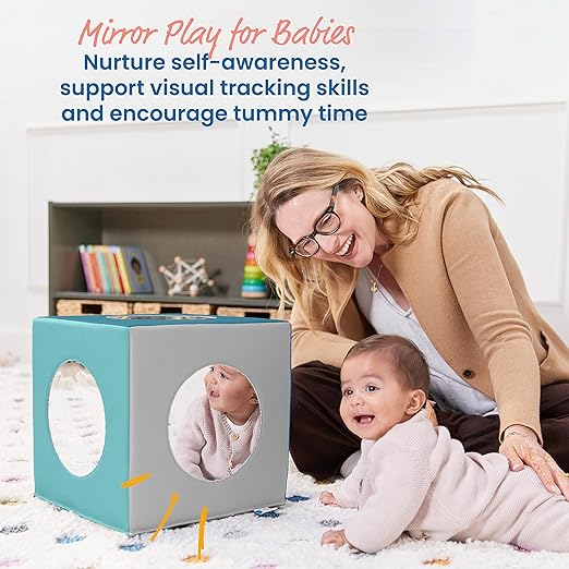 ECR4Kids SoftZone Mirror Activity and Sensory Play Cube, Baby Essentials, Contemporary