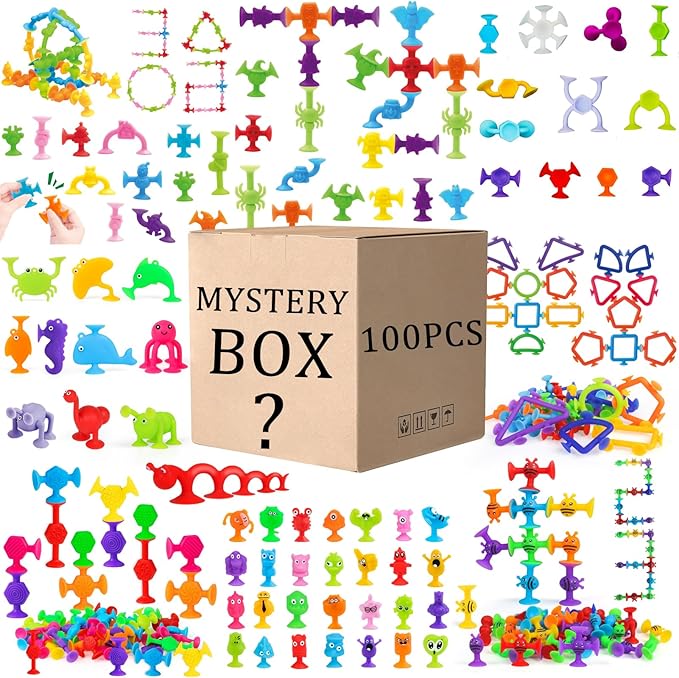 100PCS Suction Cup Toy Set, Multiple Styles Randomly Sent, Surprise Matching, Rich Styles, Bright Colors, Bath Toys, Stress Relieving Sensory Toys Kids Adults Boys Girls, Baby Birthday Easter Stuffer