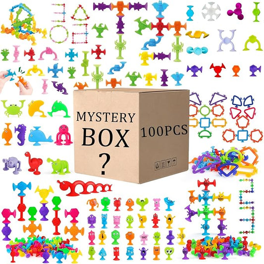 100PCS Suction Cup Toy Set, Multiple Styles Randomly Sent, Surprise Matching, Rich Styles, Bright Colors, Bath Toys, Stress Relieving Sensory Toys Kids Adults Boys Girls, Baby Birthday Easter Stuffer