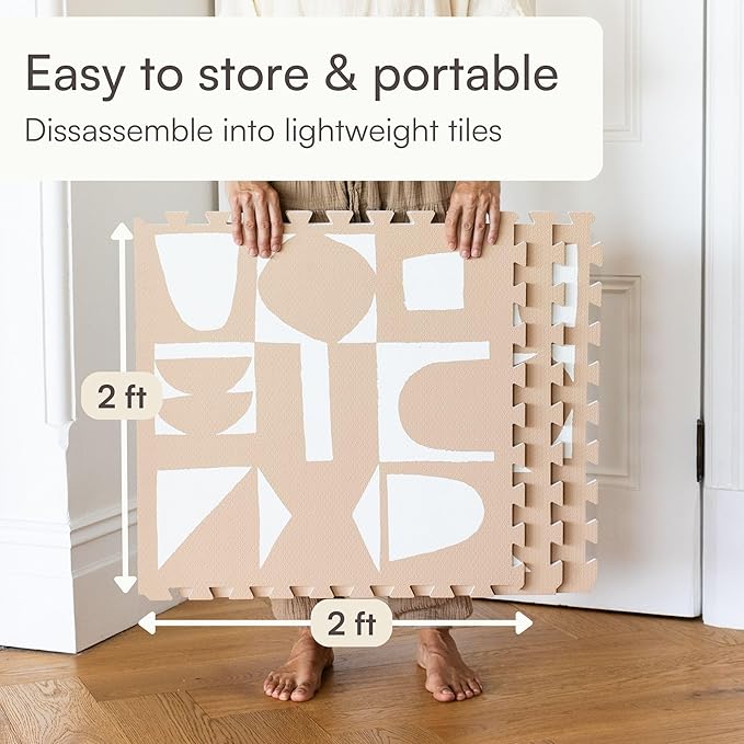 Lillefolk Baby Play Mat for Floor – 6x6ft Terracotta | Non Toxic Premium EVA Foam Tiles for Early Development Play, Crawling & Playroom – Waterproof Interlocking Mat for Babies & Toddlers (9 Tiles)