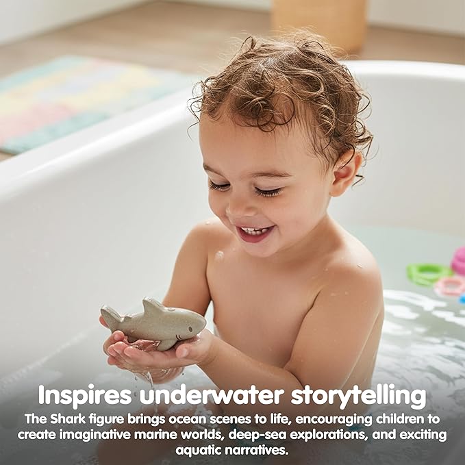 PlanToys® Wooden Shark Bath Toy | Montessori Inspired Water Toy for Imaginative & Creative Play | Eco-Friendly Animal Figure for Bath Time & Water Play
