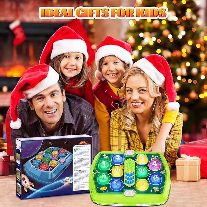 Whack Game Mole Toy for Toddler, Toys for 3 4 5 6+ Year Old Boys/Girls, Interactive Educational Pounding Toys with 2 Hammers, Music & Light, 3 Modes, Birthday Xmas Gifts for Boys Girls Kids Age 3-8