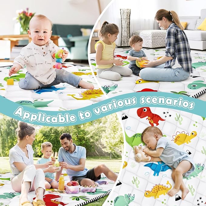 Palopalo Thicken Foam Baby Play Mat for Floor, 50x50 inch Play Mat for Playpen, Soft Padding Playmats for Babies, Toddlers and Infants, Non-Slip and Foldable Baby Crawling Mat, Machine Washable