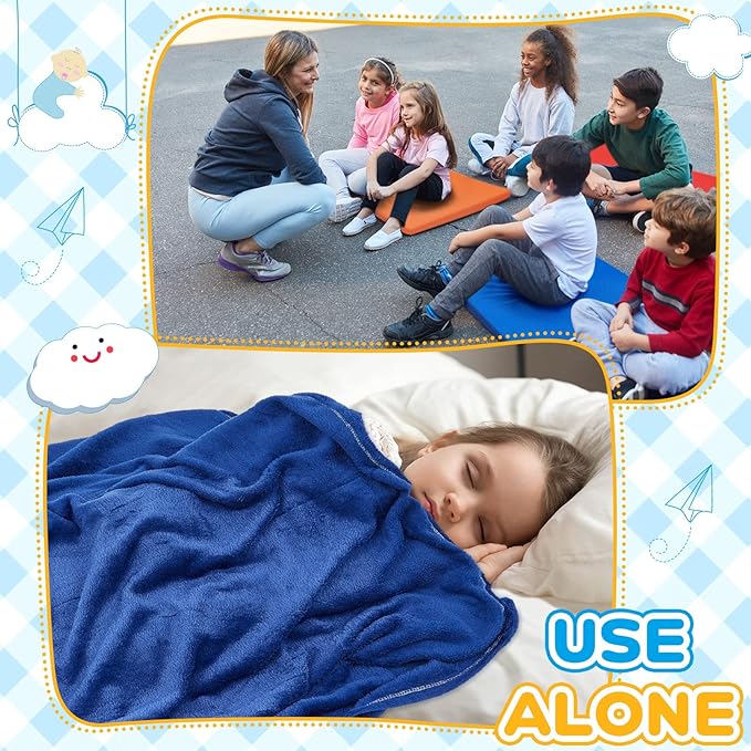 Geetery 6 Sets Rainbow Rest Mats for Kids Include 6 Pcs Rainbow Rest Floor Mats and 6 Pcs Children's Nap Blanket Polyester Soft Blanket 2 Colors for Kids Toddlers Daycare Furniture Supplies