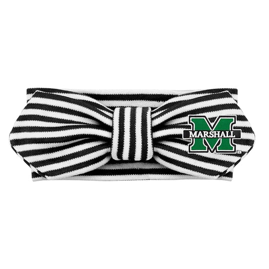 Creative Knitwear Marshall Thundering Herd Infant Girls Black/White Striped Hair Knot Headband Embroidered Logo - Size Newborn - 4T