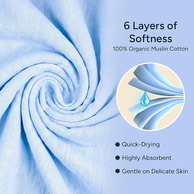 Hands-Free Hooded Towel Nintara Baby - 100% Organic Premium Muslin Cotton, 30" x 30", Ultra-Absorbent, Soft, Breathable, Hypoallergenic, Multipurpose, Gifts for Babies & Infants