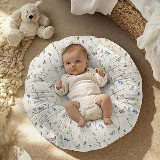 Vintage Flower and Butterfly Newborn Lounger Cover Removable Cover Ultra Soft Comfortable Lounger Slipcover Protector Cover for Infant Lounger Pillow Breathable and Reusable