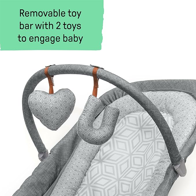 Summer by Ingenuity 2-in-1 Bouncer & Rocker Duo (Heather Gray) Convenient and Portable Rocker and Bouncer for Babies Includes Soft Toys and Soothing Vibrations