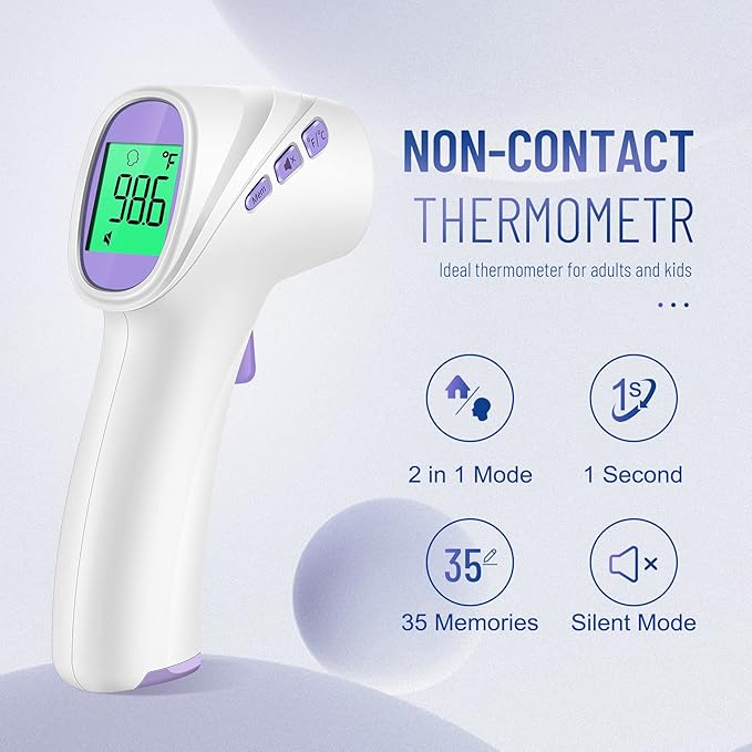 No-Touch Thermometer for Adults and Kids - 202 Pink & 2000 Purple