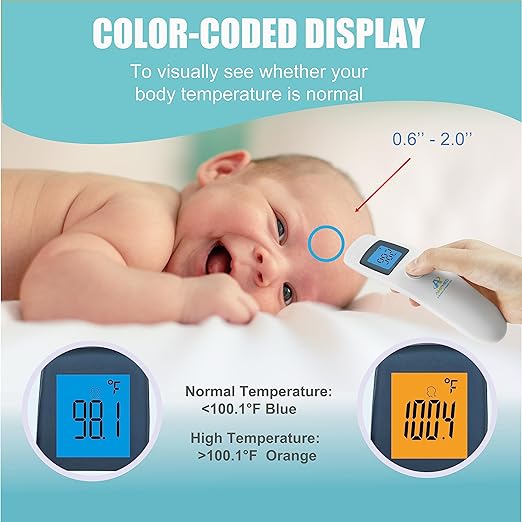 Amplim 4-Pack Hospital & Medical Grade Non Contact Digital Infrared Forehead Thermometer for Babies, Kids, and Adults.