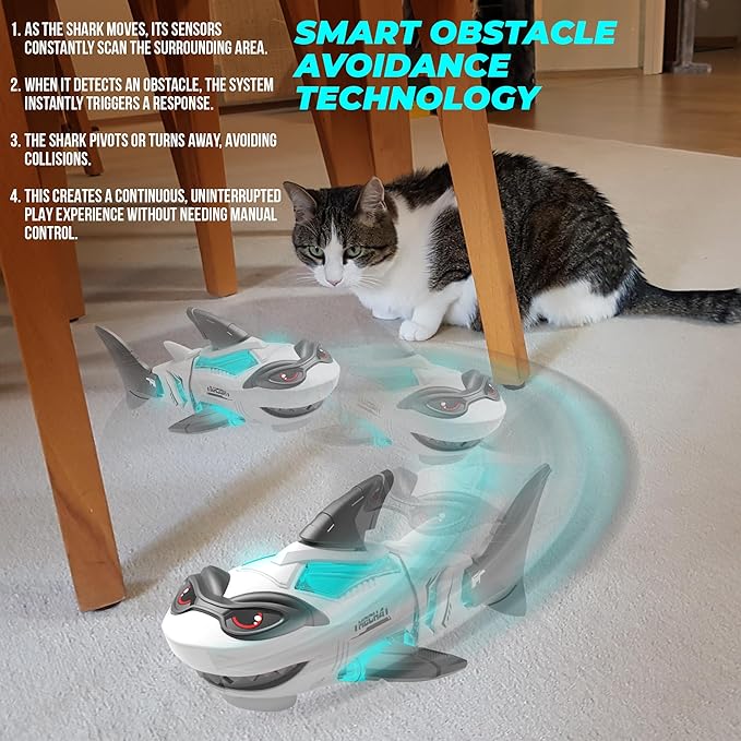 puzgic Shark Toy Interactive Crawling Shark Toys with Music and Lights for Kids, Auto-Direction Change Crawling Walking Toy for Infants Toddlers 3 4 5 6 7 8 Year Old, Boy Girl Birthday