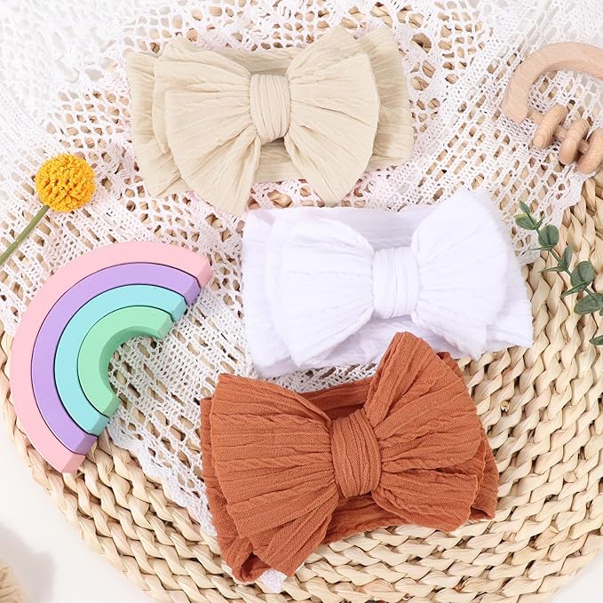 AQOKKA Baby Bows Headbands Nylon Baby Girl Headbands Soft Handmade Hairbands Toddler Hair Accessories for Girls Baby Newborn Infant Kids