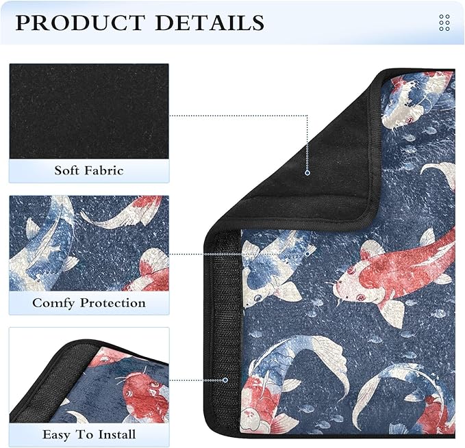 CHIFIGNO Dark Blue and Red Fish Seat Belt Cover Pad 2Pcs Cute Seatbelt Cover Seatbelt Shoulder Pad for Adults Women Kids