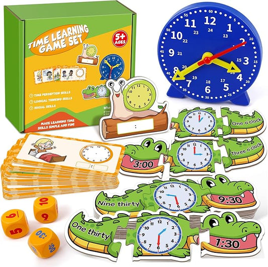 Edulok Toddler Learning Clock, Telling Time Teaching Clock for Kids, Math Manipulatives, Math Puzzle Games, Kindergarten Educational Sensory Toys, Preschool Learning Activities, Homeschool Supplies