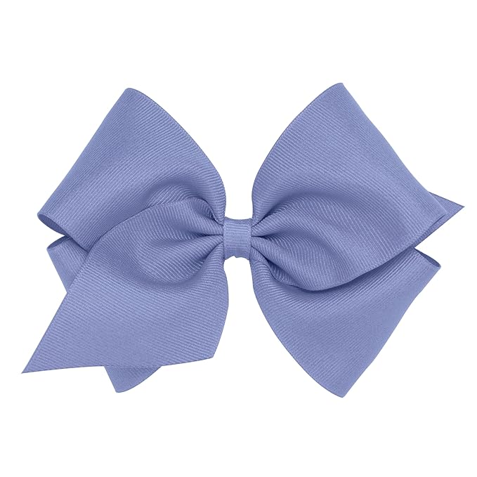 Wee Ones Girls' Classic Grosgrain Hair Bows with Plain Wrap Center, No-Slip Hair Clip, Handmade, Blue Bird, Mini King
