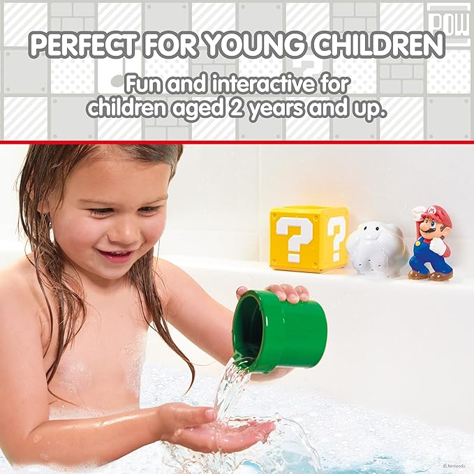 My Mario Pour & Nest Bath Playset by TOMY Toomies - Pouring Toddler Water Toys for Bath or Pool - Officially Licensed Mario Toys for Kids and Toddlers - Ages 2 Years and Up
