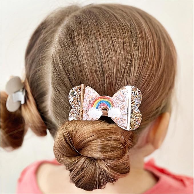 New Glitter Gold Bows Hair Clip For Girls, Baby Girl Toddler Clips, Hair Accessories.(FJ98) (4 Pcs Gold)