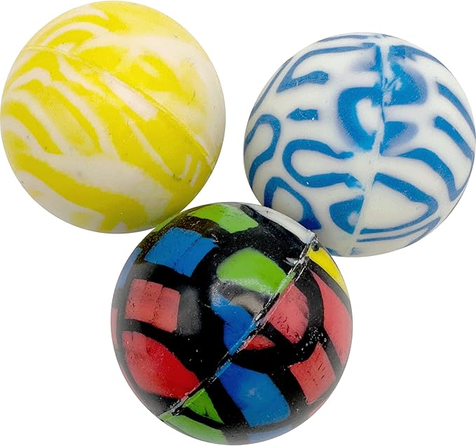 by M&M 2078 Pk6 Carnival Bouncers - Classic Colorful Bouncy Bird Foot Toys, Rubber Balls with Assorted Patterns, Easy for Beaks and Feet to Grab, Eye Catching in Cages