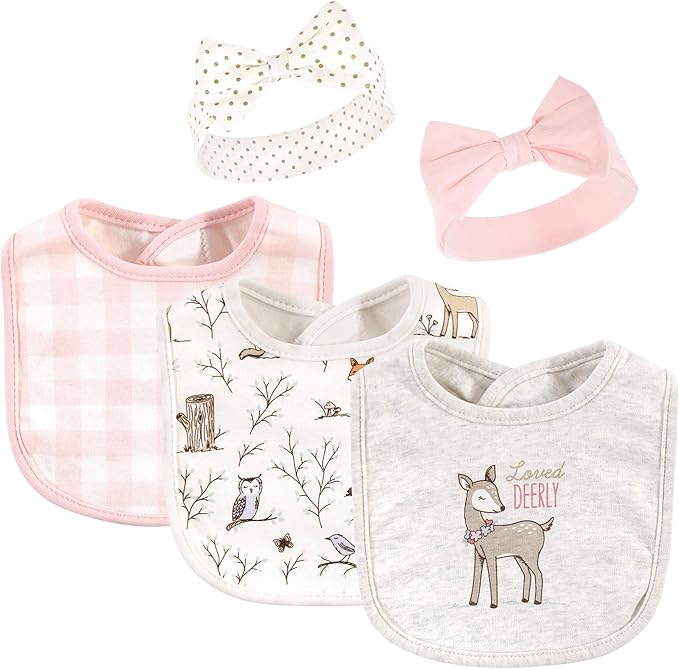 Hudson Baby Unisex Baby Cotton Bib and Headband Set