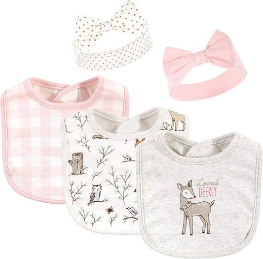 Hudson Baby Unisex Baby Cotton Bib and Headband Set