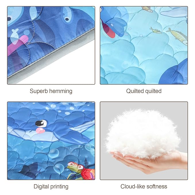 Baby Mat for Floor, Premium 50x50 Playpen Mat, Odorless Play Mat, Thicken Soft Padding Foam Play Mat for Baby, Non-Slip Cushioned Baby Floor Mat, Machine Washable Baby Crawling Mat (Ocean)