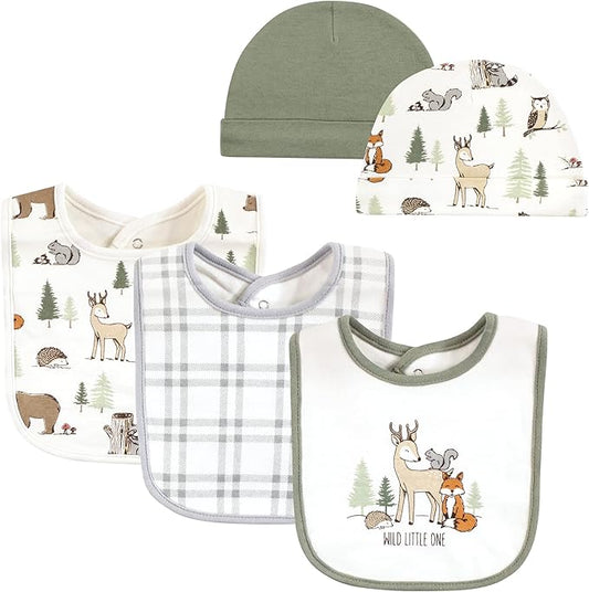 Hudson Baby Unisex Baby Cotton Bib and Headband Set