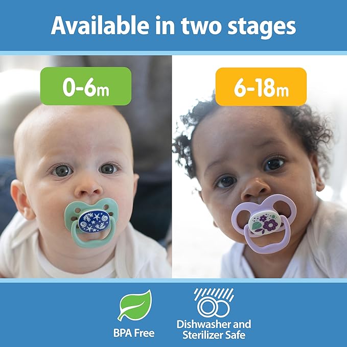 Dr. Brown's Advantage Symmetrical Pacifier with Air Flow - Blue Glow-in-The-Dark - 2-Pack - 6-18m (Pack of 2)