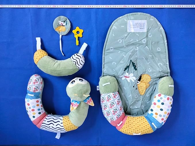 Lovvie & Joy 2-in-1 Tummy Time Mat & Seated Support Pillow,Baby Tummy Time Pillow Support for Newborns and Older Babies,with Detachable Support Pillow and Toys Caterpillar Elf