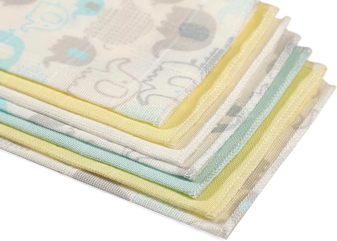 Deyzi Washcloths, 100% Cotton Ultra Soft Absorbent Wipes, Newborn Face Towel, Pack of 7, Reusable Quick Dry Baby Wipes for Sensitive Skin, 7 x 7 inches (Multi Color), Uni10