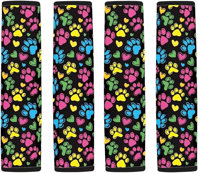 Seat Belt Cover Pad for Kids 4 Pack Dog Paw Prints Soft Car Seat Shoulder Strap Pads Seatbelt Straps Cover Seatbelt Covers Compatible with Most Car Neck Protector