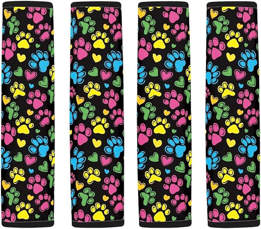 Seat Belt Cover Pad for Kids 4 Pack Dog Paw Prints Soft Car Seat Shoulder Strap Pads Seatbelt Straps Cover Seatbelt Covers Compatible with Most Car Neck Protector