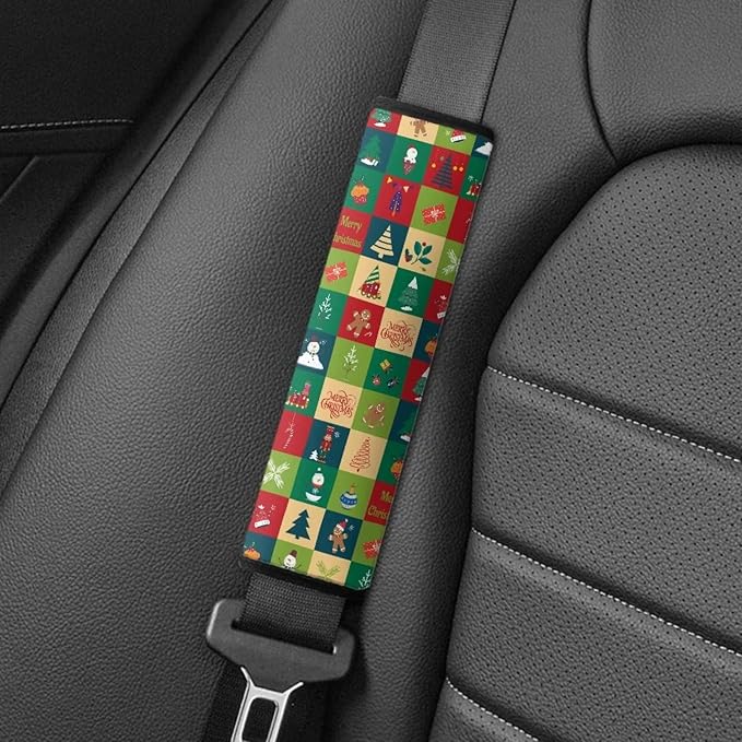 AFPANQZ Christmas Pattern Car Seat Belt Pads Covers for Baby Kids Toddler Soft Comfortable Seat Belt Shoulder Pads Soft Comfy Seat Cushion Shoulder Straps Cushion for Backpack Bag Xmas Decor