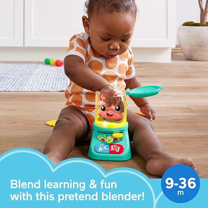 Bundle of Fisher-Price Laugh & Learn Baby Magic Color Mixing Bowl with Pretend Food Music & Lights + Counting & Colors Smoothie Maker Pretend Blender with Music & Lights for Ages 9+ Months