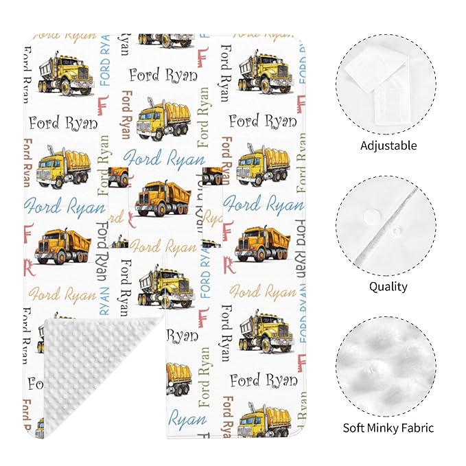 Custom Baby Car Seat Canopy Personalized Car Seat Covers with Name for Baby Boys Girls Customized Construction Truck Nursing Breastfeeding Cover Infant Carseat Canopies Newborn Baby Blanket