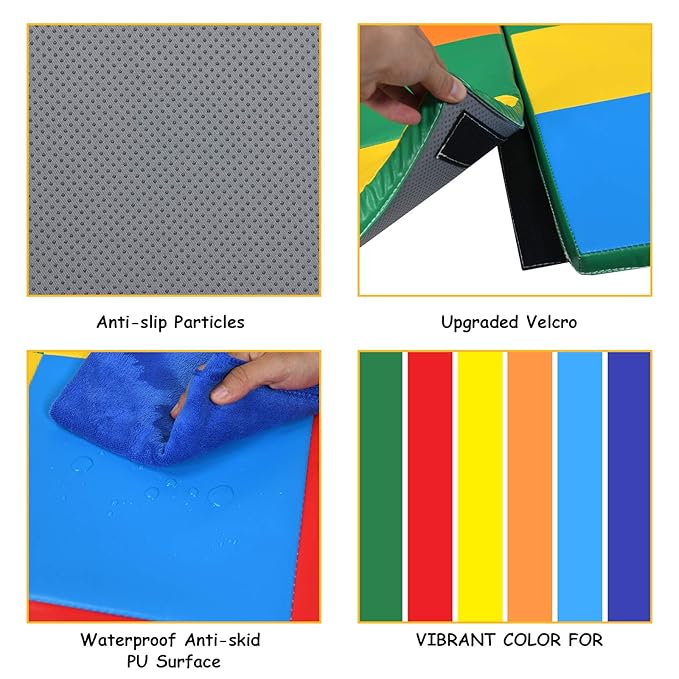 Costzon Toddler Foam Play Mat, Foldable Baby Crawling Mats 58-Inch Square Soft Non Skid Colorful Daycare Floor Mat, Thicken Waterproof Memory Activity Play Mat for Home, School, Kindergarten Nursery