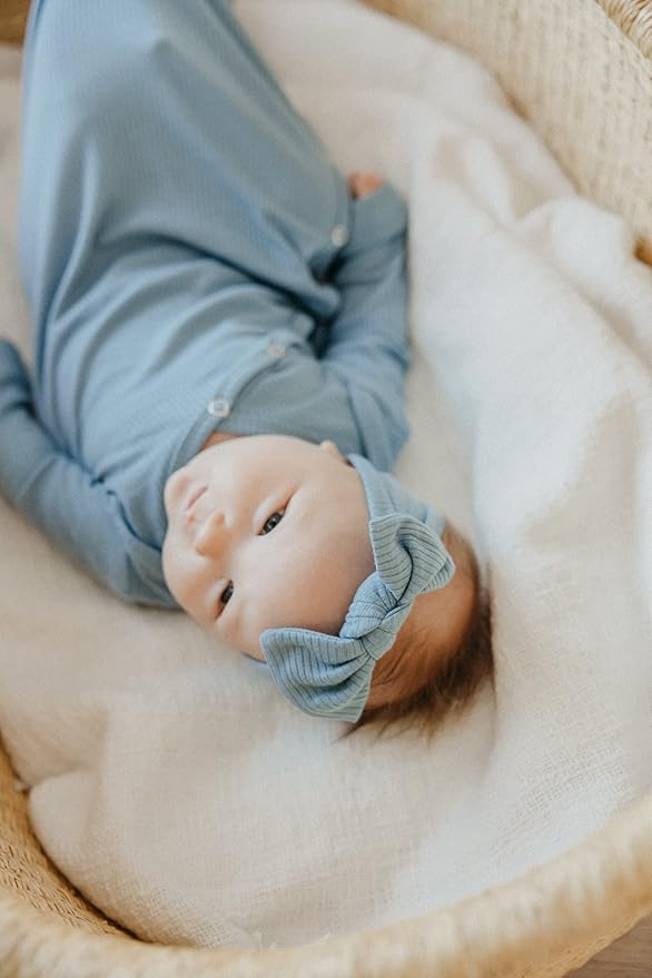 Copper Pearl Baby Bows: Stylish Headbands for Baby Girls, Premium Soft and Stretchy Baby Headbands, Perfect for Newborns, Trendy Designs - Atlantic