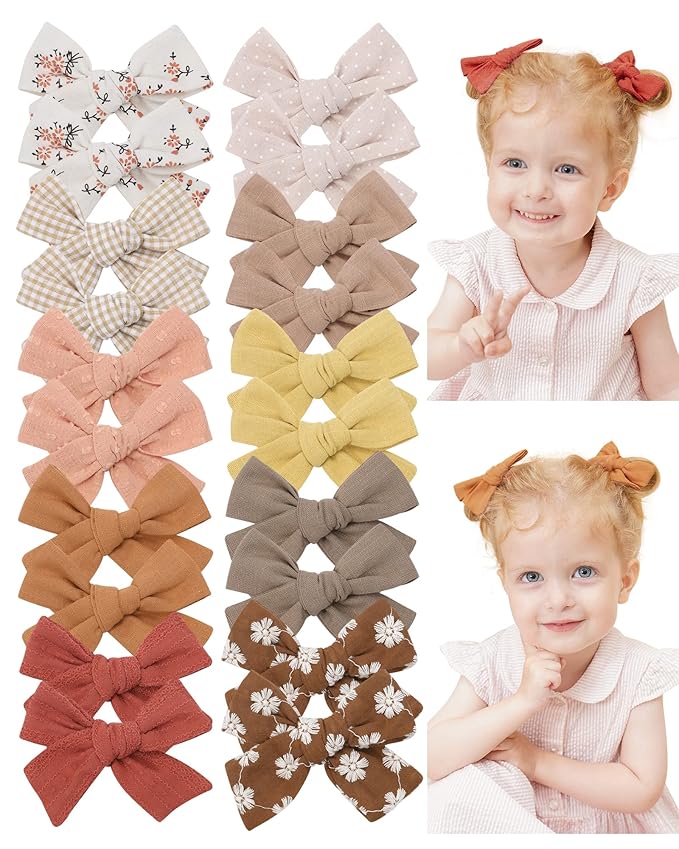 Jollybows 20 PCS Baby Girls Hair Clips Set Hair Bows Barrettes Handmade Accessories Alligator Clip for Babies Infant Toddlers Little Kids Teens
