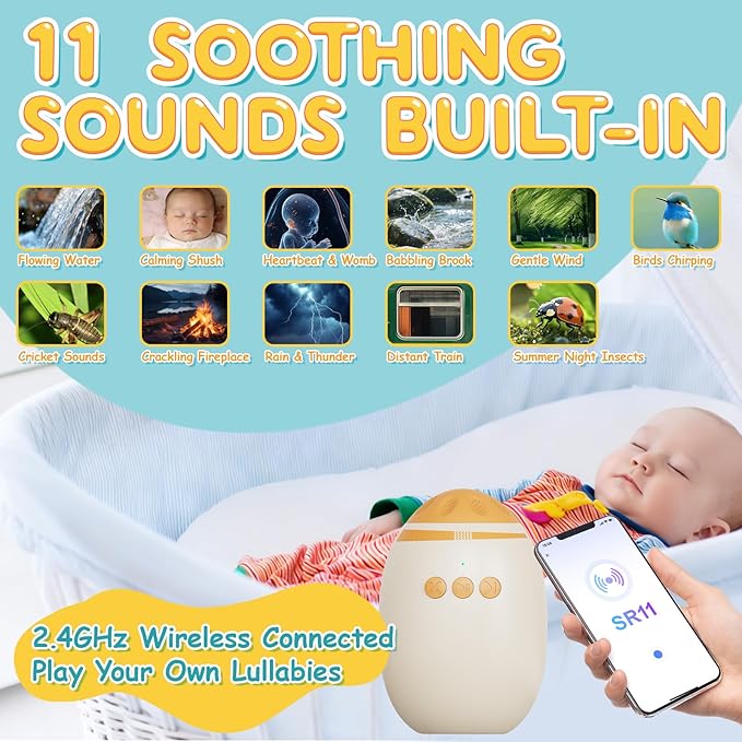 Hands-Free Baby Stroller Rocker Soother | Stroller Rocker Adjustable Vibration with 11 White Noises - Rechargeable Portable Baby Calming Device Universal Accessory for Strollers & Cribs