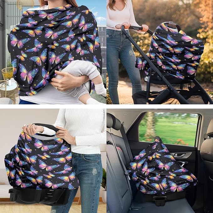 Butterflies Basket Covers & Nursing Pillow Cover for Baby Dreamy Newborn Registry & Shower Gift for Boys Girls Breathable Washable Not Easy to Fade