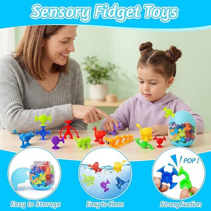 32Pcs Bath Toys for Kids Ages 1-3 2-4 4-8, Sensory Fidget Building Suction Cup Toy Mold Free Bath Toy for Toddlers Airplane Car Window Travel Road Trip Essentials Party Favor Treasure Carnival Prizes