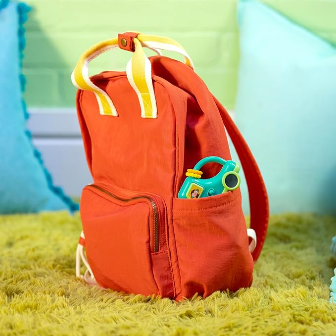 Bright Starts Safari Driver Take Along Toy with Music and Lights, Monkey, On The Go Travel Activity, Unisex, Blue, 3 Months+