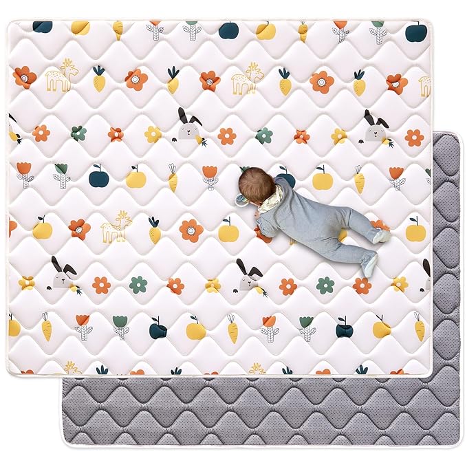 Odorless Premium Foam Baby Play Mat 47" x 47", Soft Microfiber Fabric Crawling Mat for Floor- Comfortable and Hypoallergenic, Non-Slip Cushioned Floor Playpen mat for Infants,Babies,Toddlers