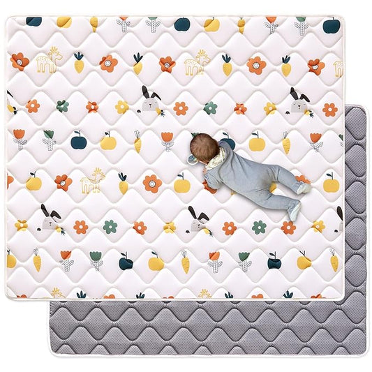 Odorless Premium Foam Baby Play Mat 59" x 59", Soft Microfiber Fabric Crawling Mat for Floor- Comfortable and Hypoallergenic, Non-Slip Cushioned Floor Playpen mat for Infants,Babies,Toddlers